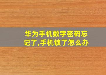 华为手机数字密码忘记了,手机锁了怎么办