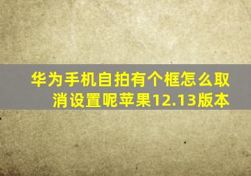 华为手机自拍有个框怎么取消设置呢苹果12.13版本