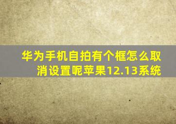 华为手机自拍有个框怎么取消设置呢苹果12.13系统