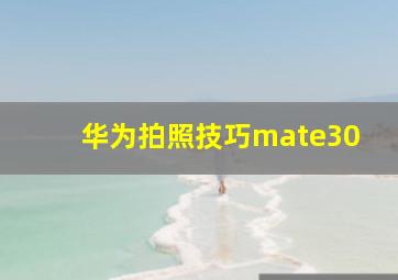 华为拍照技巧mate30