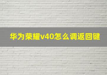 华为荣耀v40怎么调返回键