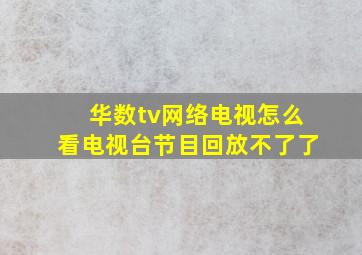 华数tv网络电视怎么看电视台节目回放不了了