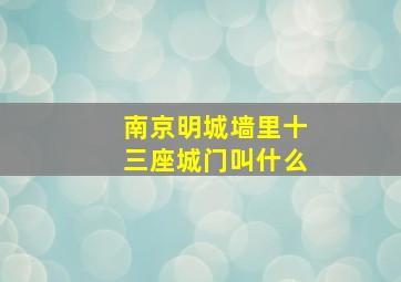 南京明城墙里十三座城门叫什么