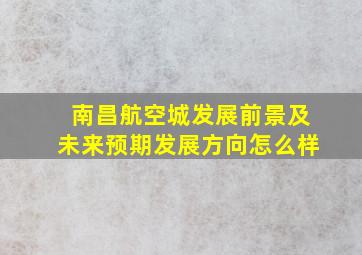 南昌航空城发展前景及未来预期发展方向怎么样