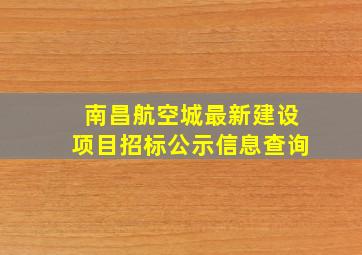 南昌航空城最新建设项目招标公示信息查询