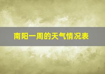 南阳一周的天气情况表