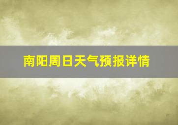 南阳周日天气预报详情