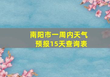 南阳市一周内天气预报15天查询表