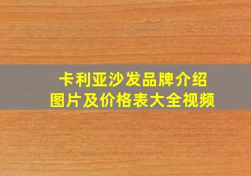 卡利亚沙发品牌介绍图片及价格表大全视频