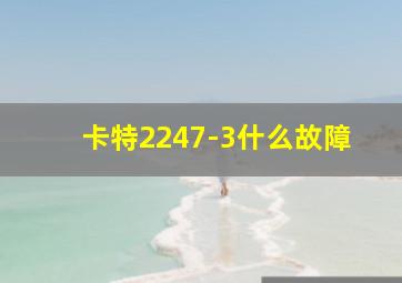 卡特2247-3什么故障