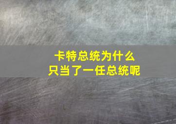 卡特总统为什么只当了一任总统呢