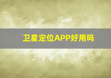 卫星定位APP好用吗