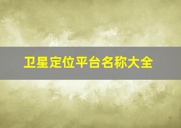 卫星定位平台名称大全