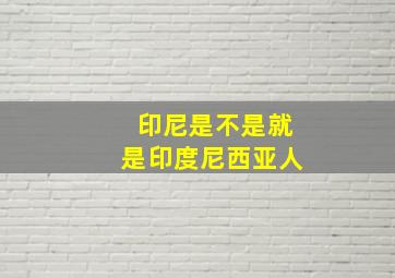 印尼是不是就是印度尼西亚人