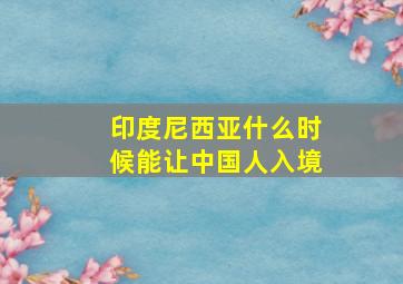 印度尼西亚什么时候能让中国人入境