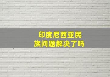 印度尼西亚民族问题解决了吗