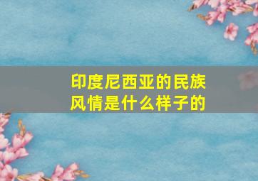 印度尼西亚的民族风情是什么样子的