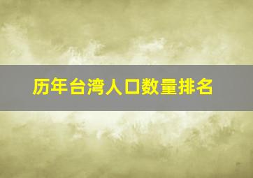 历年台湾人口数量排名