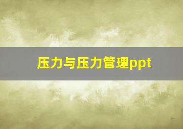 压力与压力管理ppt