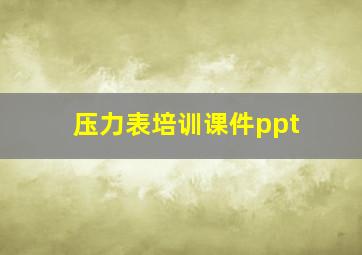 压力表培训课件ppt