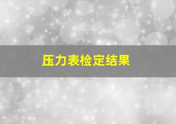 压力表检定结果