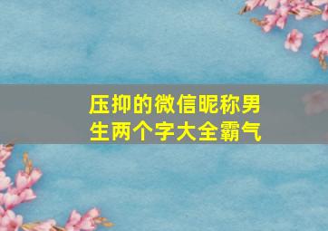 压抑的微信昵称男生两个字大全霸气