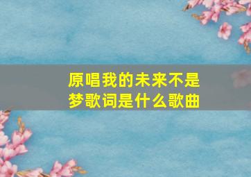 原唱我的未来不是梦歌词是什么歌曲