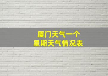 厦门天气一个星期天气情况表