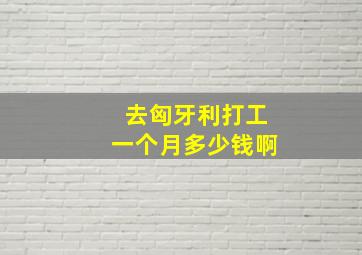 去匈牙利打工一个月多少钱啊