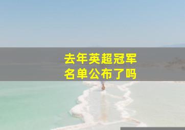 去年英超冠军名单公布了吗