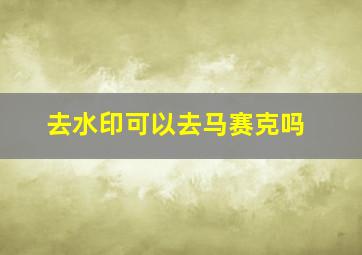 去水印可以去马赛克吗