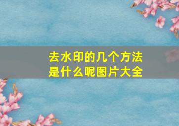 去水印的几个方法是什么呢图片大全