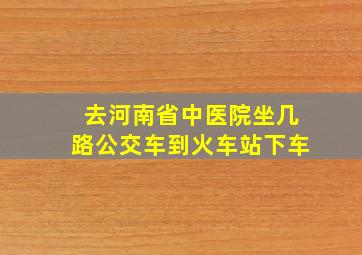 去河南省中医院坐几路公交车到火车站下车