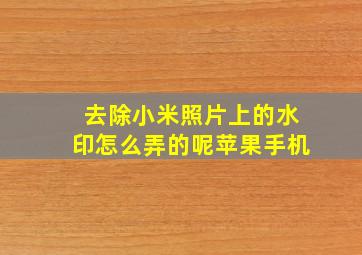 去除小米照片上的水印怎么弄的呢苹果手机