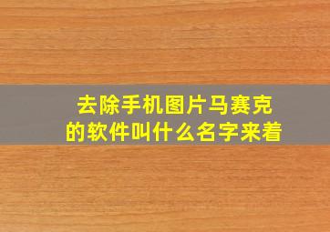 去除手机图片马赛克的软件叫什么名字来着