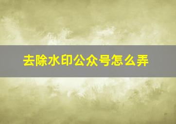 去除水印公众号怎么弄