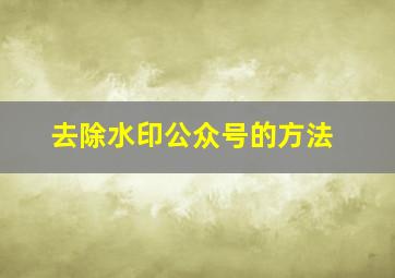 去除水印公众号的方法