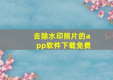 去除水印照片的app软件下载免费