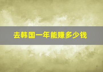 去韩国一年能赚多少钱