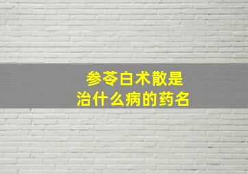 参苓白术散是治什么病的药名