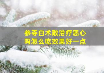 参苓白术散治疗恶心吗怎么吃效果好一点