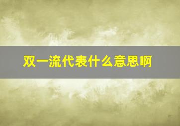 双一流代表什么意思啊