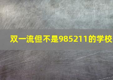 双一流但不是985211的学校