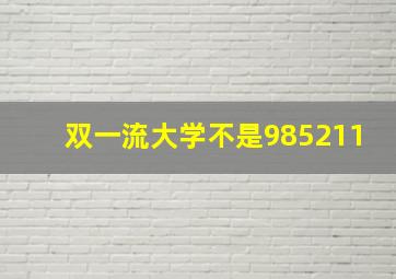 双一流大学不是985211