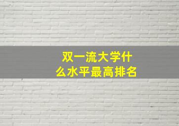 双一流大学什么水平最高排名