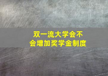 双一流大学会不会增加奖学金制度