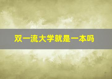 双一流大学就是一本吗