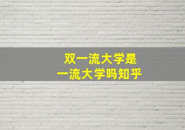 双一流大学是一流大学吗知乎