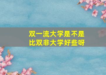 双一流大学是不是比双非大学好些呀