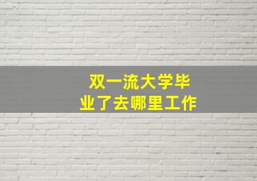 双一流大学毕业了去哪里工作